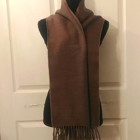 Cecchi E Cecchi Vtg Grey Wool Damask Scarf Fringed Italy - Picture 2 of 6